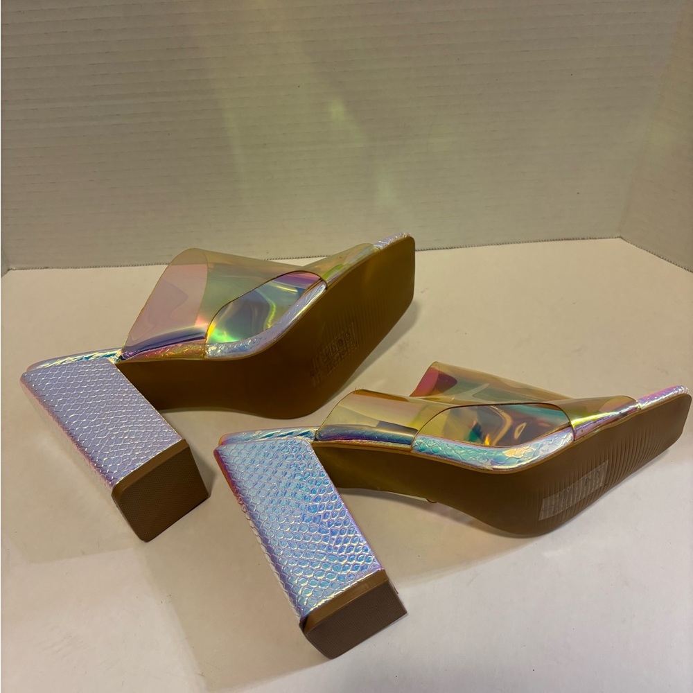 🔵Holographic BLOCK Heels BELLA MARIE - Picture 6 of 14